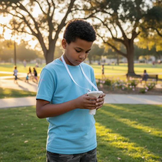Niña jugando en el jardín